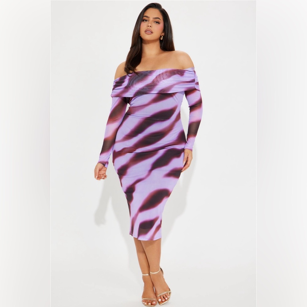 Fashion Nova Purple Print Dress